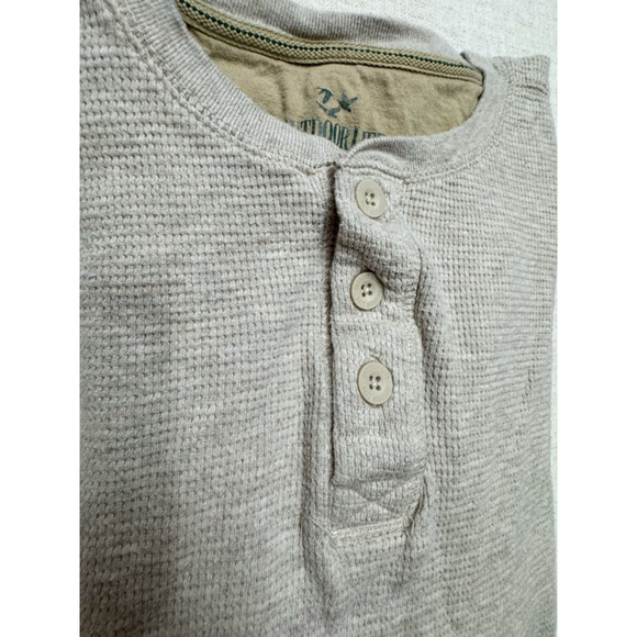 Outdoor Life Men’s Henley Shirt Medium Tan Long Sleeve Casual Pullover Cotton Wo - Picture 6 of 8